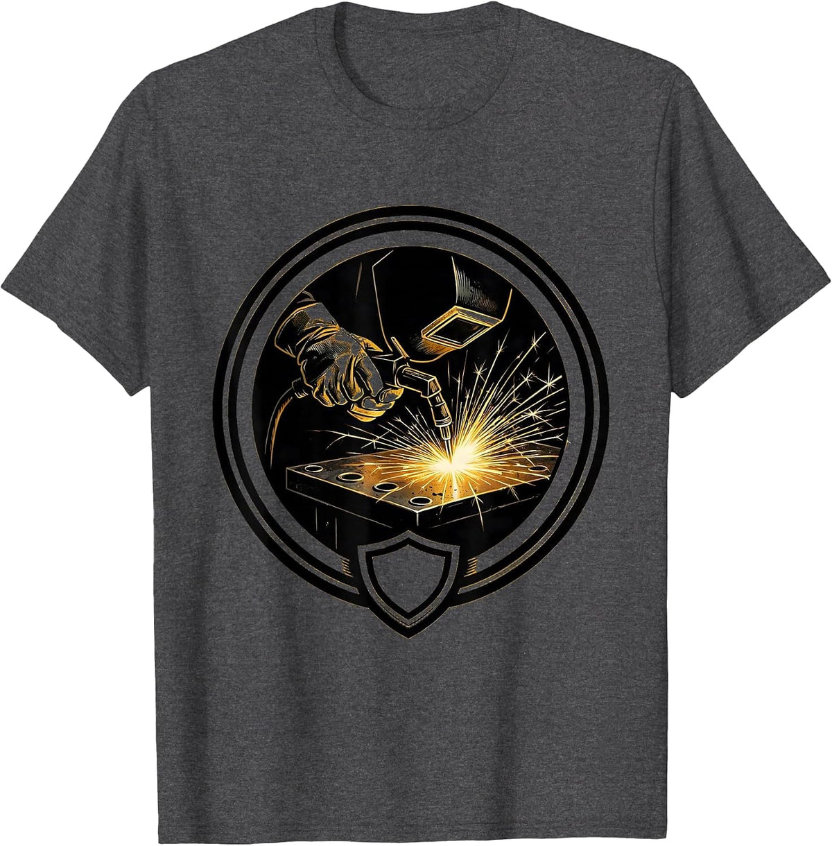 Welder Gloved Hands Torch Graphic Design T-Shirt - Dark Heather Grey