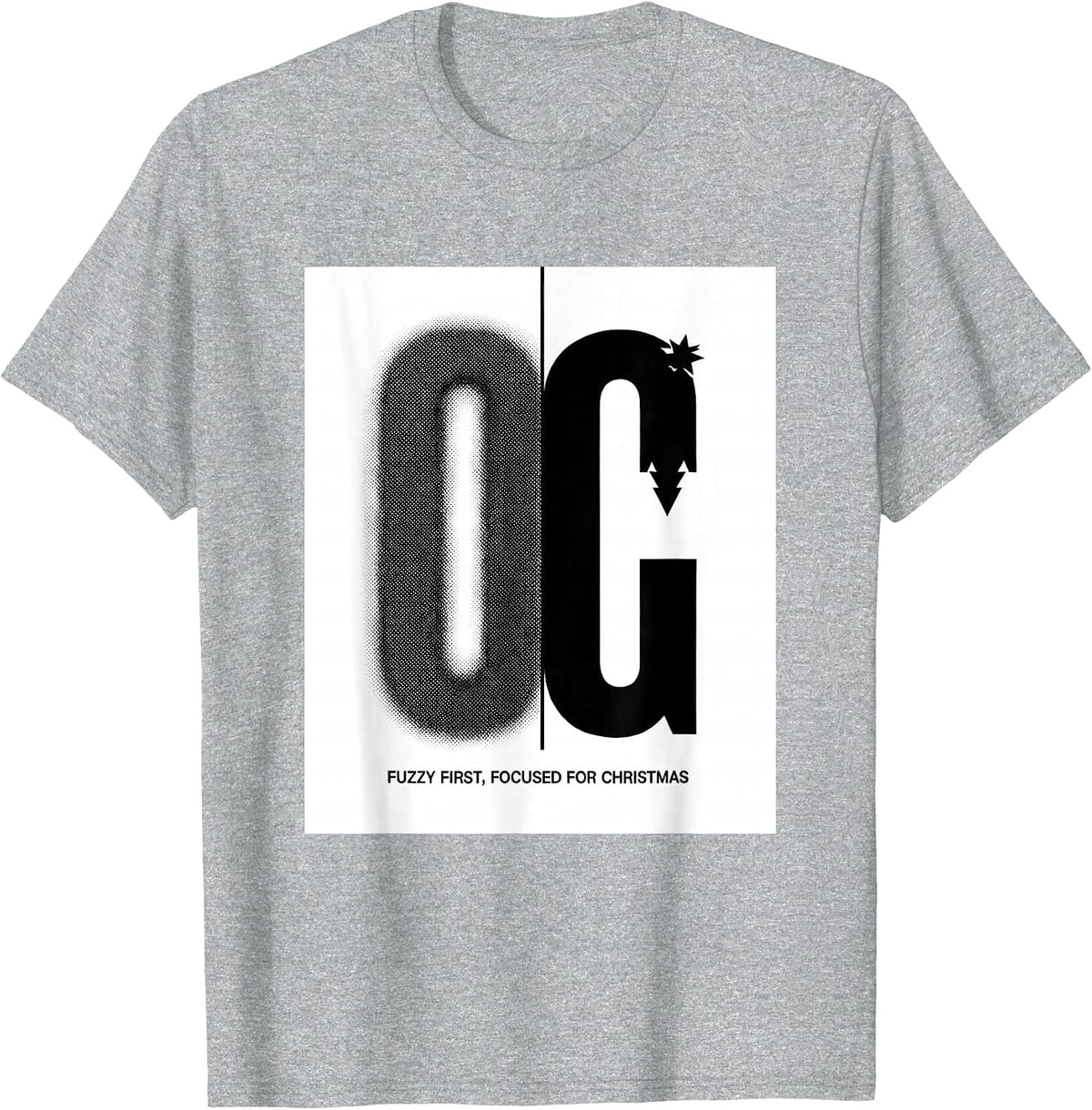 Men's Fuzzy First Focused For Christmas Optometrist Eye Doctor T-Shirt - Heather Grey