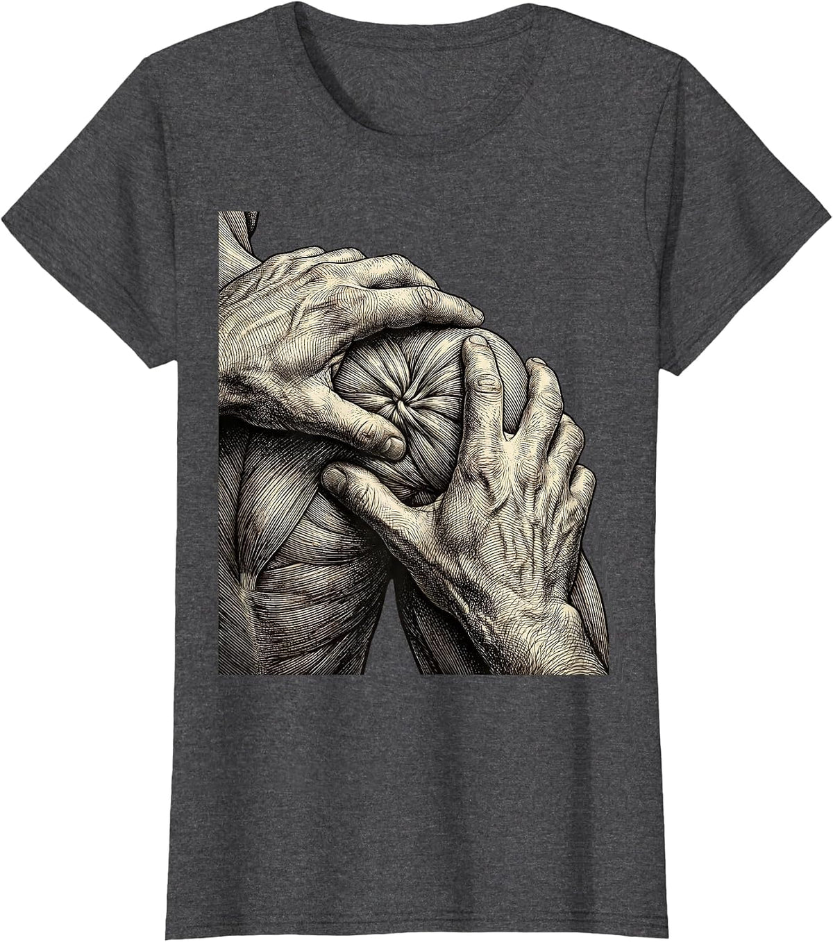 Women's Physical Therapy Knotted Muscle Massage Graphic T-Shirt - Dark Heather Grey