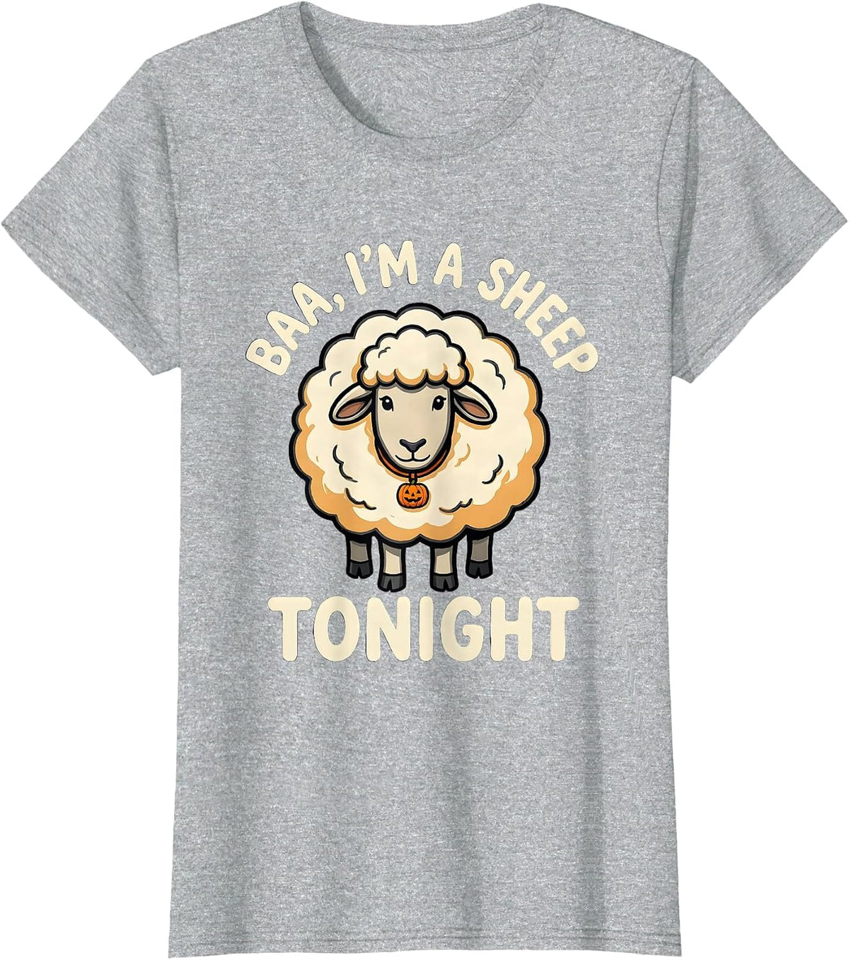 Baa I'm A Sheep Tonight Cartoon Halloween Costume T-Shirt - Heather Grey