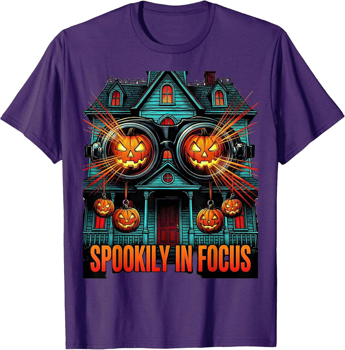 Spookily In Focus Pop Art Halloween Optometrist Eye Doctor T-Shirt - Purple