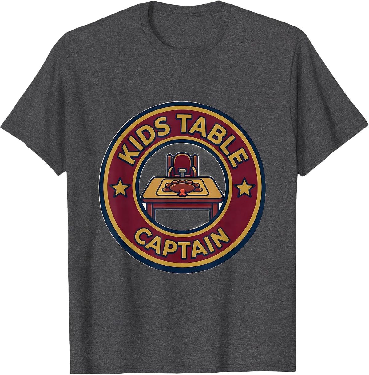 Kids Table Captain Funny Thanksgiving Family Crew Matching T-Shirt - Dark Heather Grey