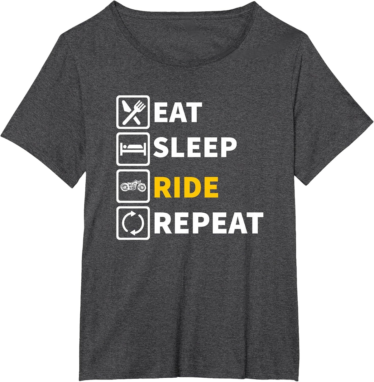 Eat Sleep Ride Motorcycle T-Shirt T-Shirt - Dark Heather Grey
