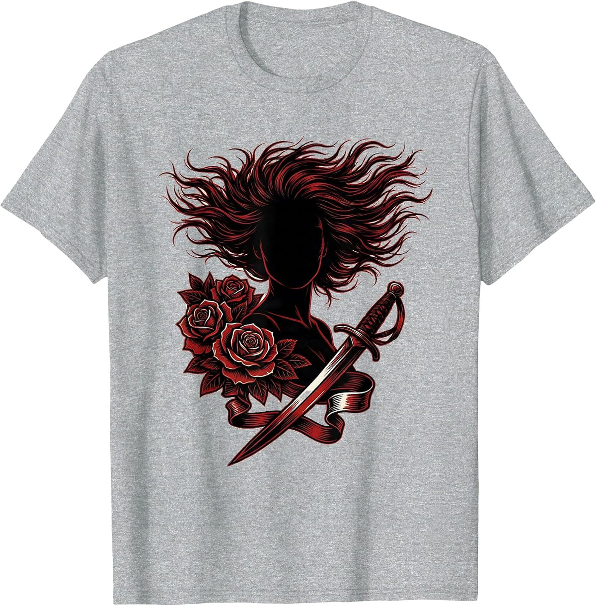 Men's Wild Hair Rock and Roll Silhouette Graphic T-Shirt - Heather Grey