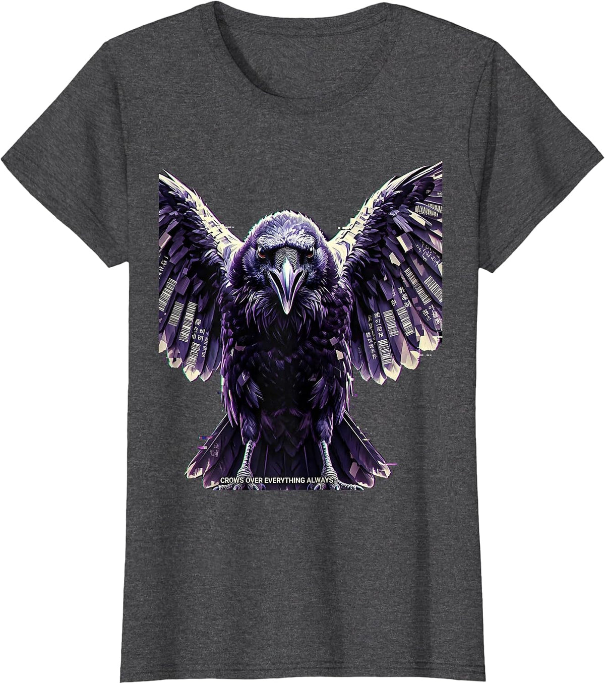 Women's Crows Over Everything Always Bold Crow Design T-Shirt - Dark Heather Grey