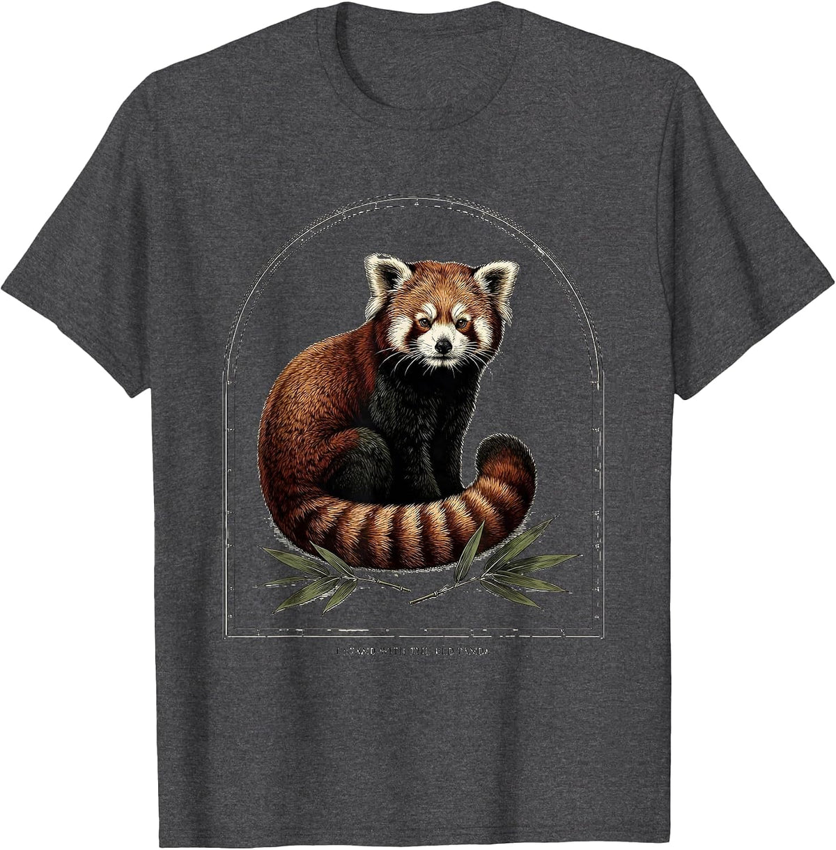 Men's I Stand With the Red Panda Botanical Wildlife Conservation T-Shirt - Dark Heather Grey