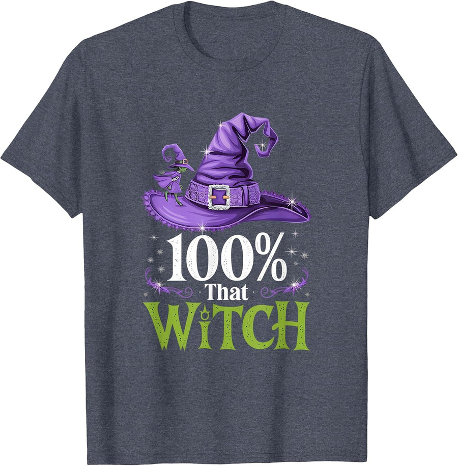 100% that Witch Funny Witch Halloween Pun T-Shirt - Heather Blue