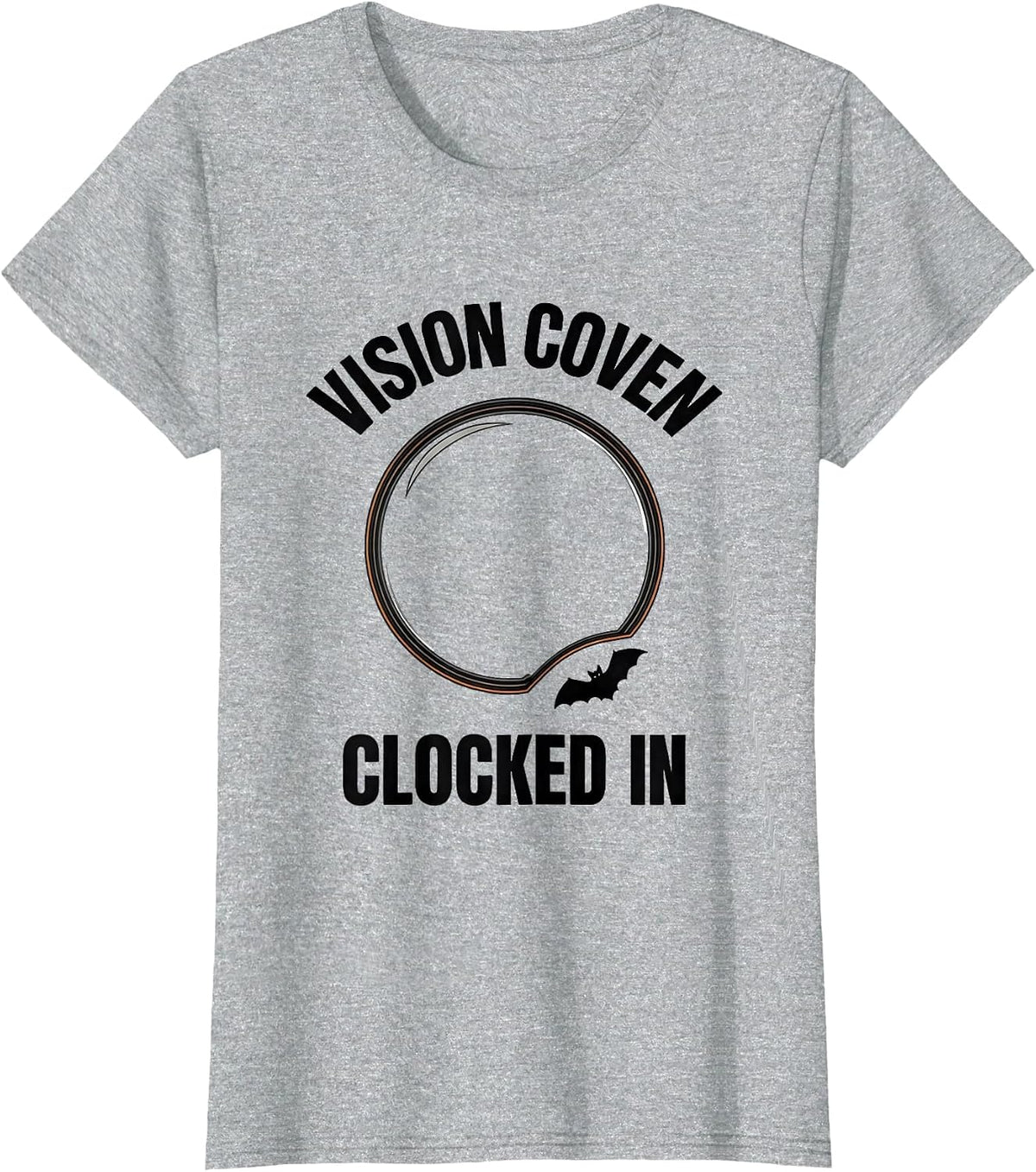 Vision Coven Clocked In Minimalist Halloween Optometrist Eye T-Shirt - Heather Grey
