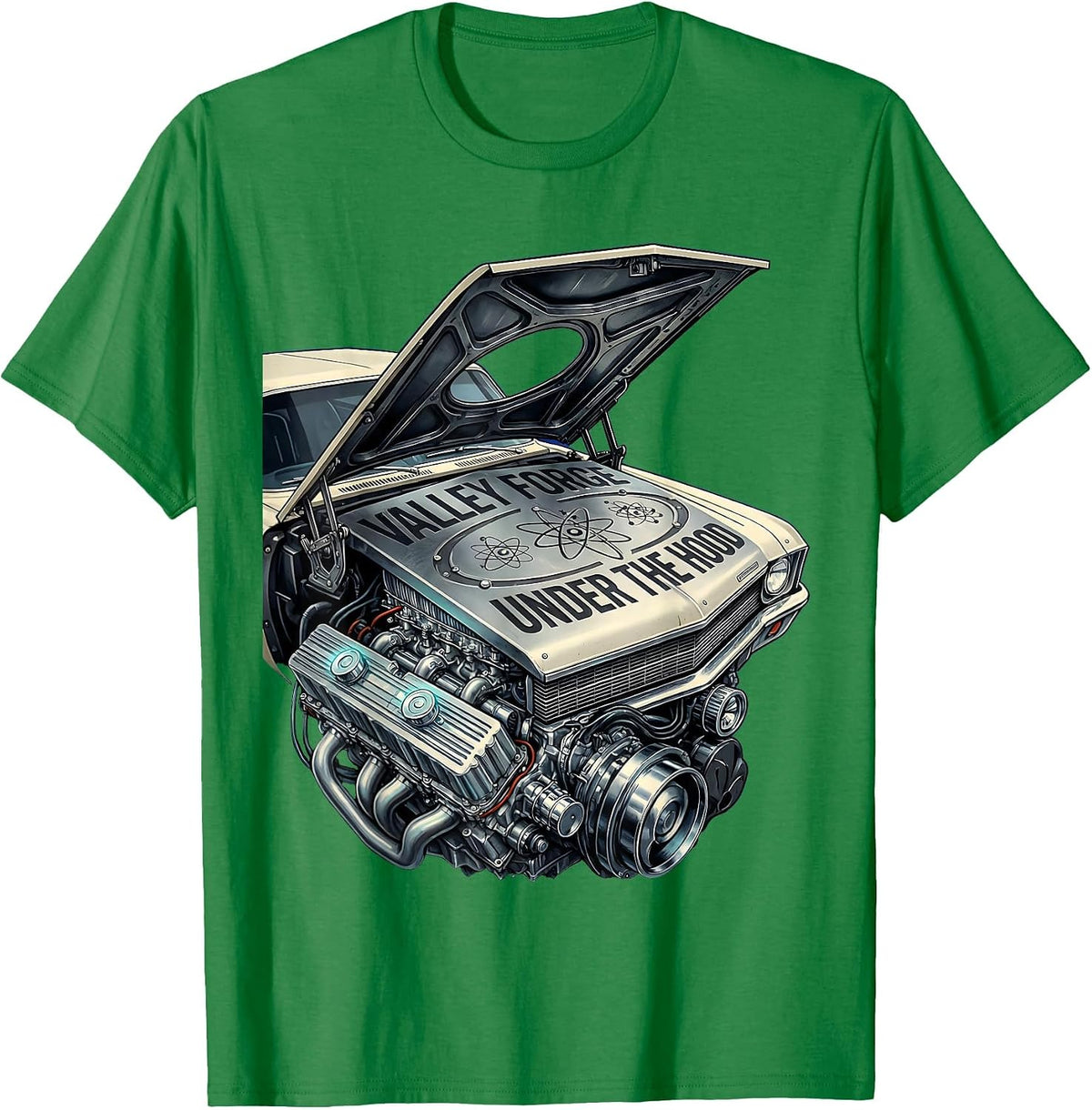 Men's Valley Forge Under the Hood Automotive Design T-Shirt - Kelly Green