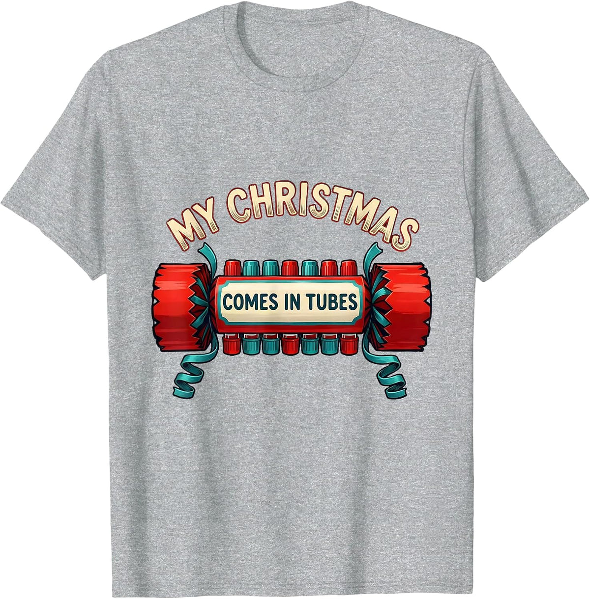 Men's My Christmas Comes In Tubes Funny Phlebotomist Tech Holiday T-Shirt - Heather Grey