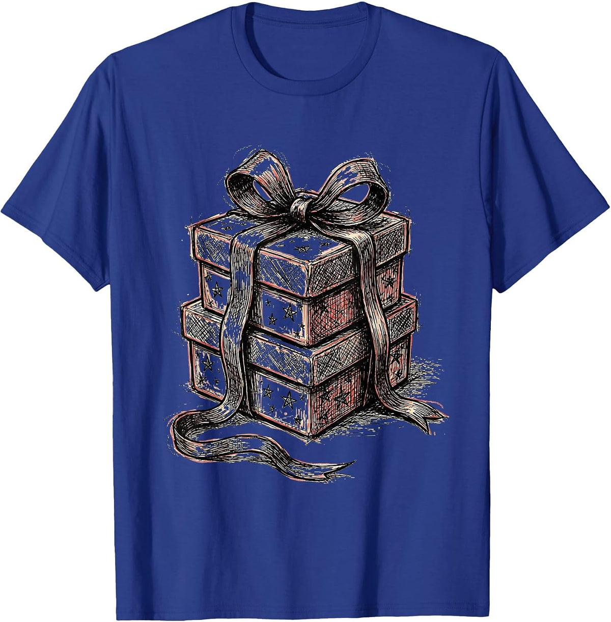 Third Grade Teacher Crayon Boxes Ribbon Graphic T-Shirt - Royal Blue