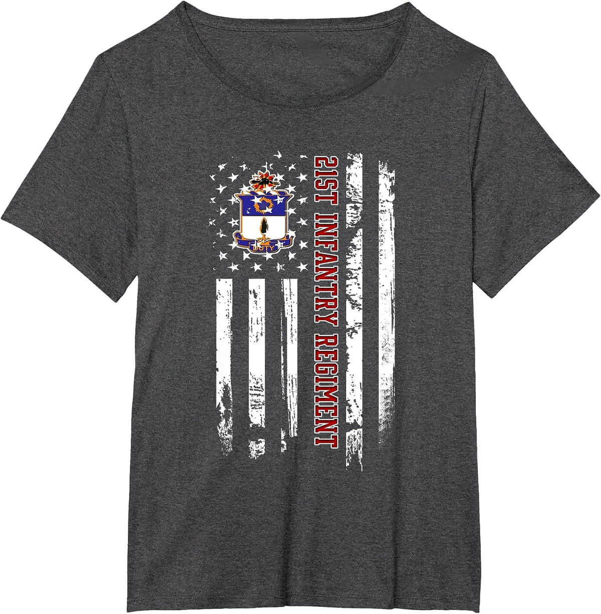 21st Infantry Regiment Veteran USA Flag Veterans Day Xmas T-Shirt - Dark Heather Grey