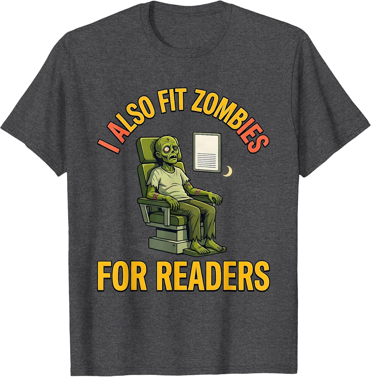 Men's I Also Fit Zombies For Readers Funny Optometrist Halloween T-Shirt - Dark Heather Grey