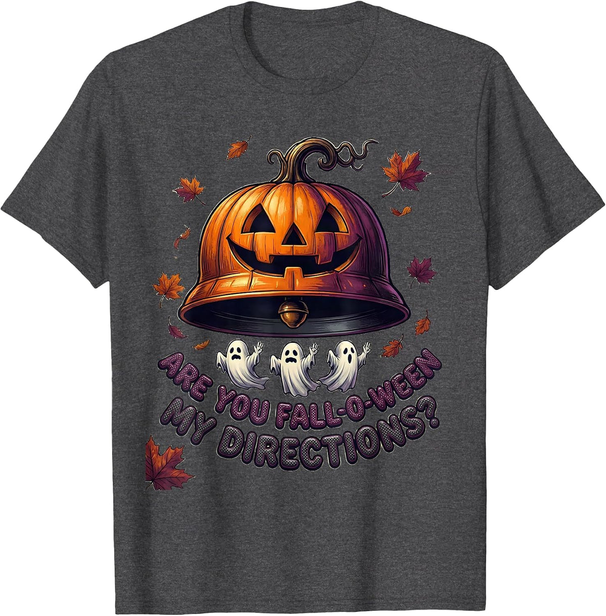 Men's Are You Fall-O-Ween My Directions Teacher Halloween Ghost T-Shirt - Dark Heather Grey