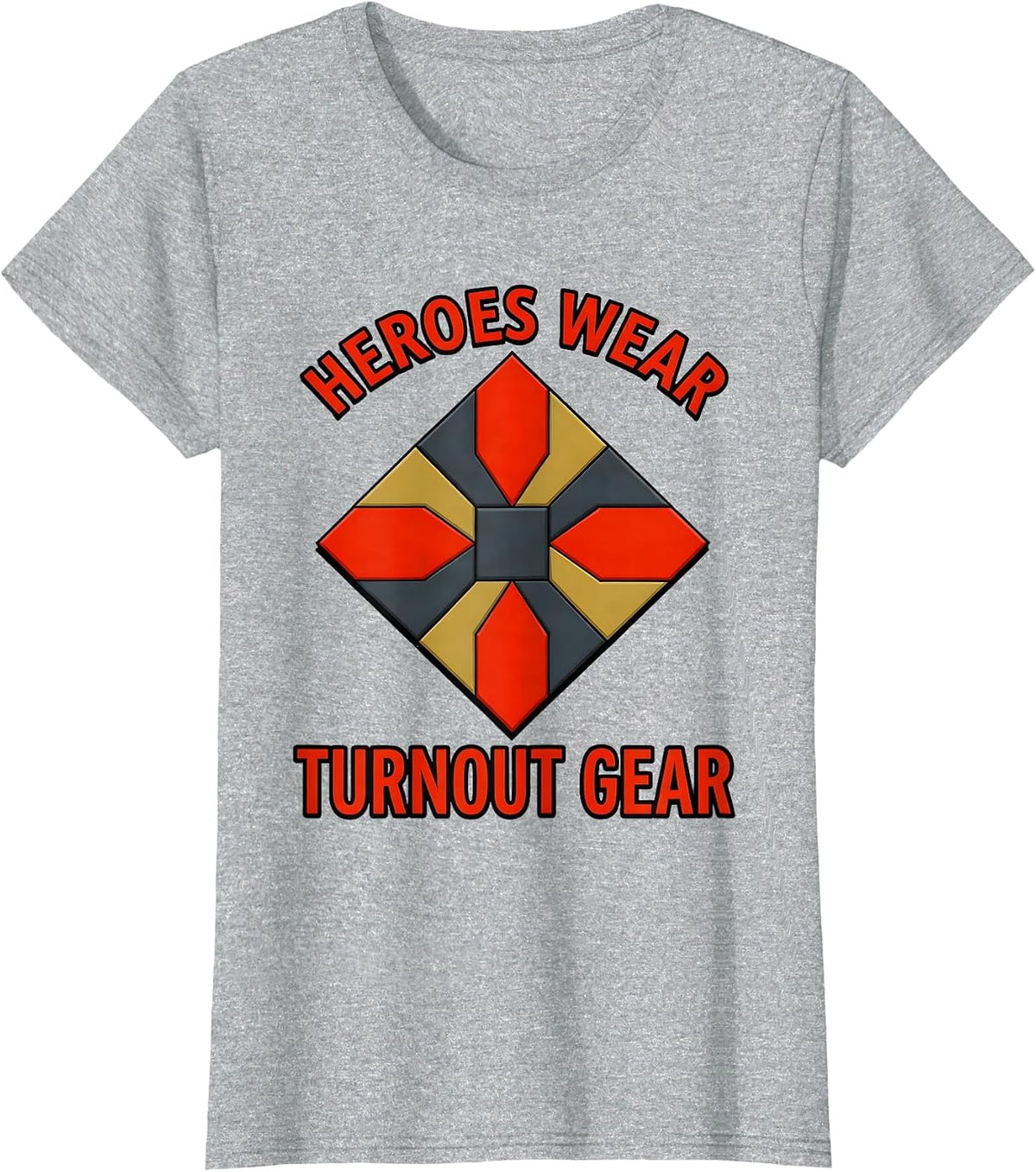 Heroes Wear Turnout Gear Firefighter Design T-Shirt - Heather Grey