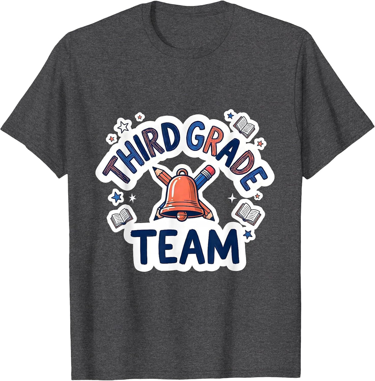 Third Grade Team Playful Back to School Teacher Student T-Shirt - Dark Heather Grey