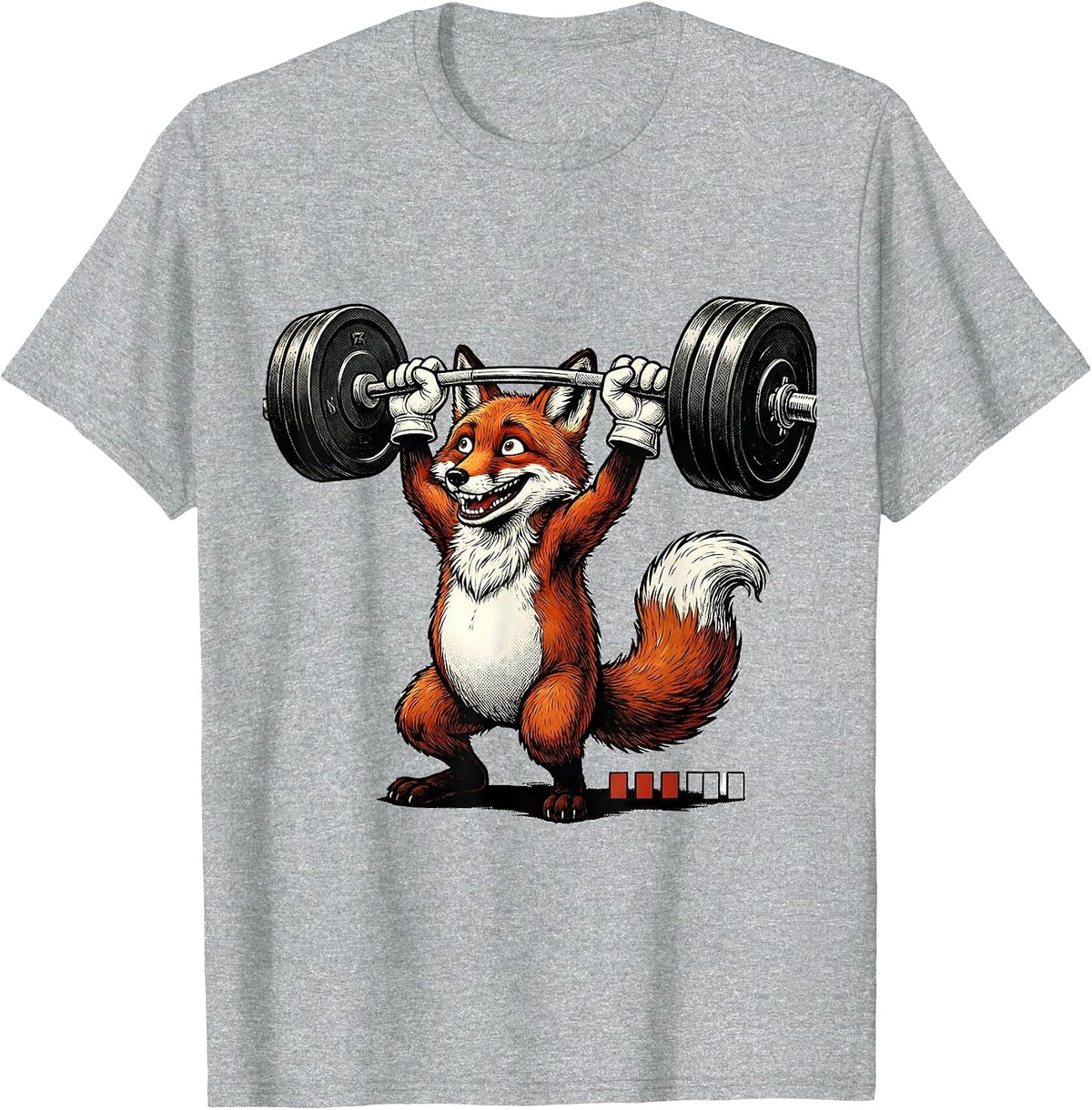 Men's Rubber Hose Fox Weightlifting Gym Humor T-Shirt - Heather Grey