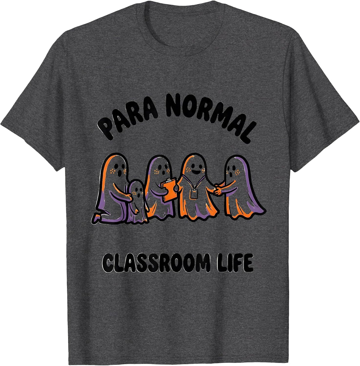 Para Normal Classroom Life Cartoon Paraeducator Halloween T-Shirt - Dark Heather Grey