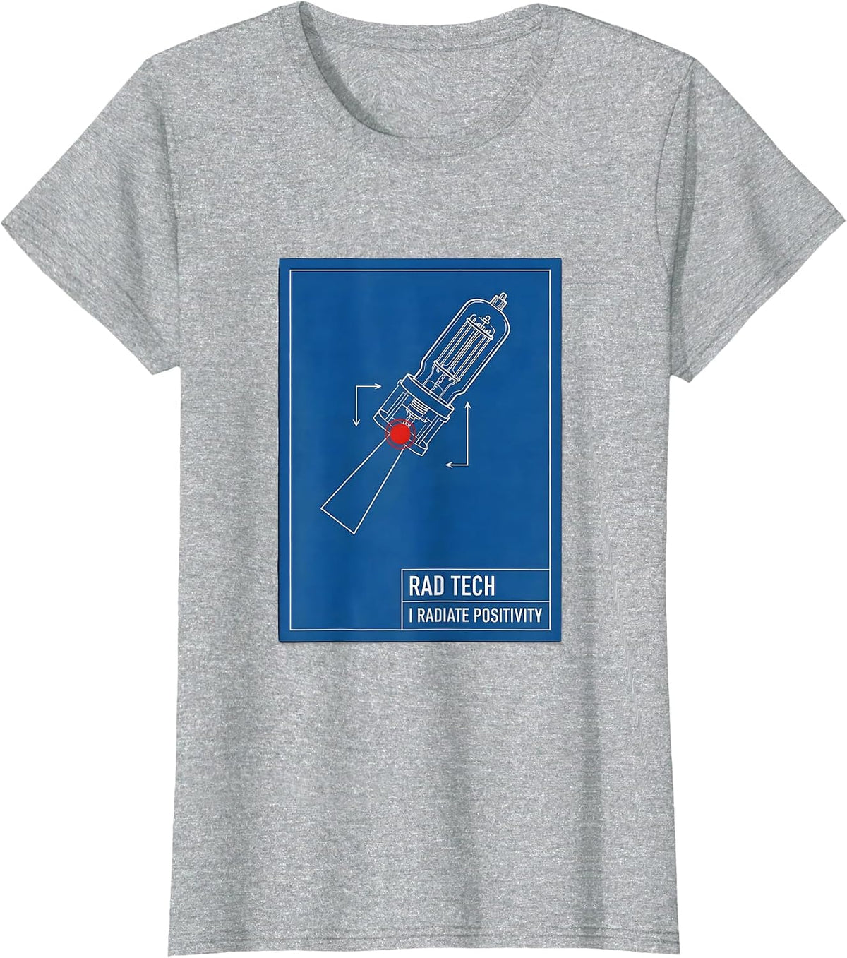 Rad Tech I Radiate Positivity Technical Blueprint Radiology T-Shirt - Heather Grey