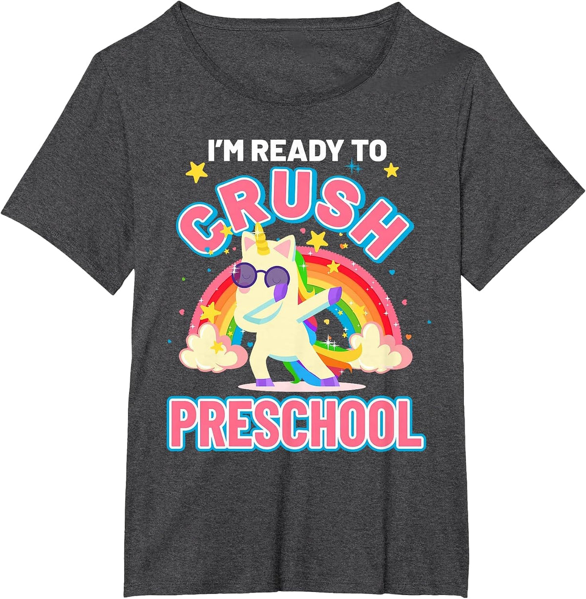 Welcome Back to School Unicorn Crushing Preschool T-Shirt - Dark Heather Grey