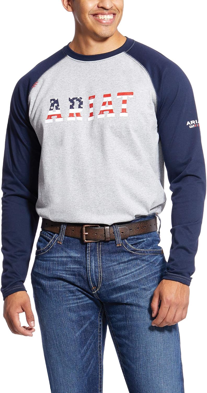 Flame-Resistant Baseball T-Shirt by Ariat - Navy Usa
