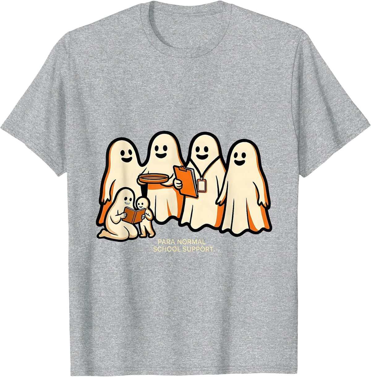 Men's Para Normal School Support Cartoon Paraeducator Halloween T-Shirt - Heather Grey