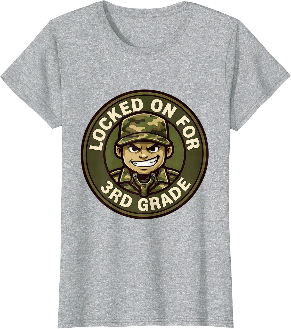 Locked On For 3rd Grade Camo Back To School Boy Teacher T-Shirt - Heather Grey