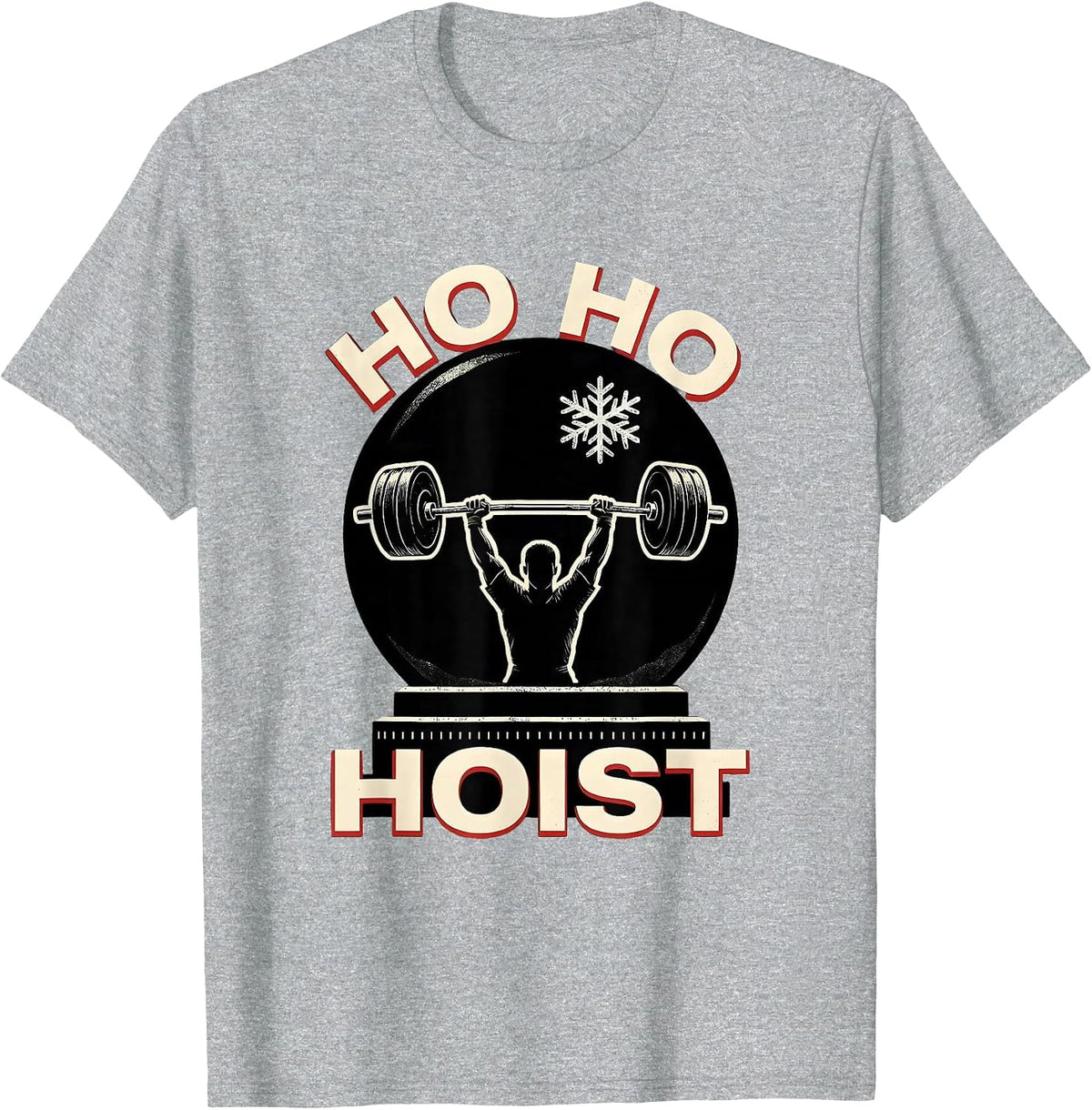 Men's Ho Ho Hoist Funny Christmas Gym Bodybuilding Weightlifting T-Shirt - Heather Grey