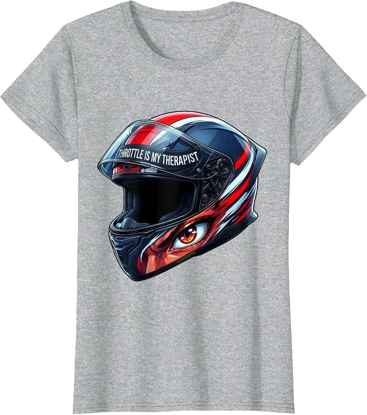 Throttle Is My Therapist Motorcycle Design T-Shirt - Heather Grey