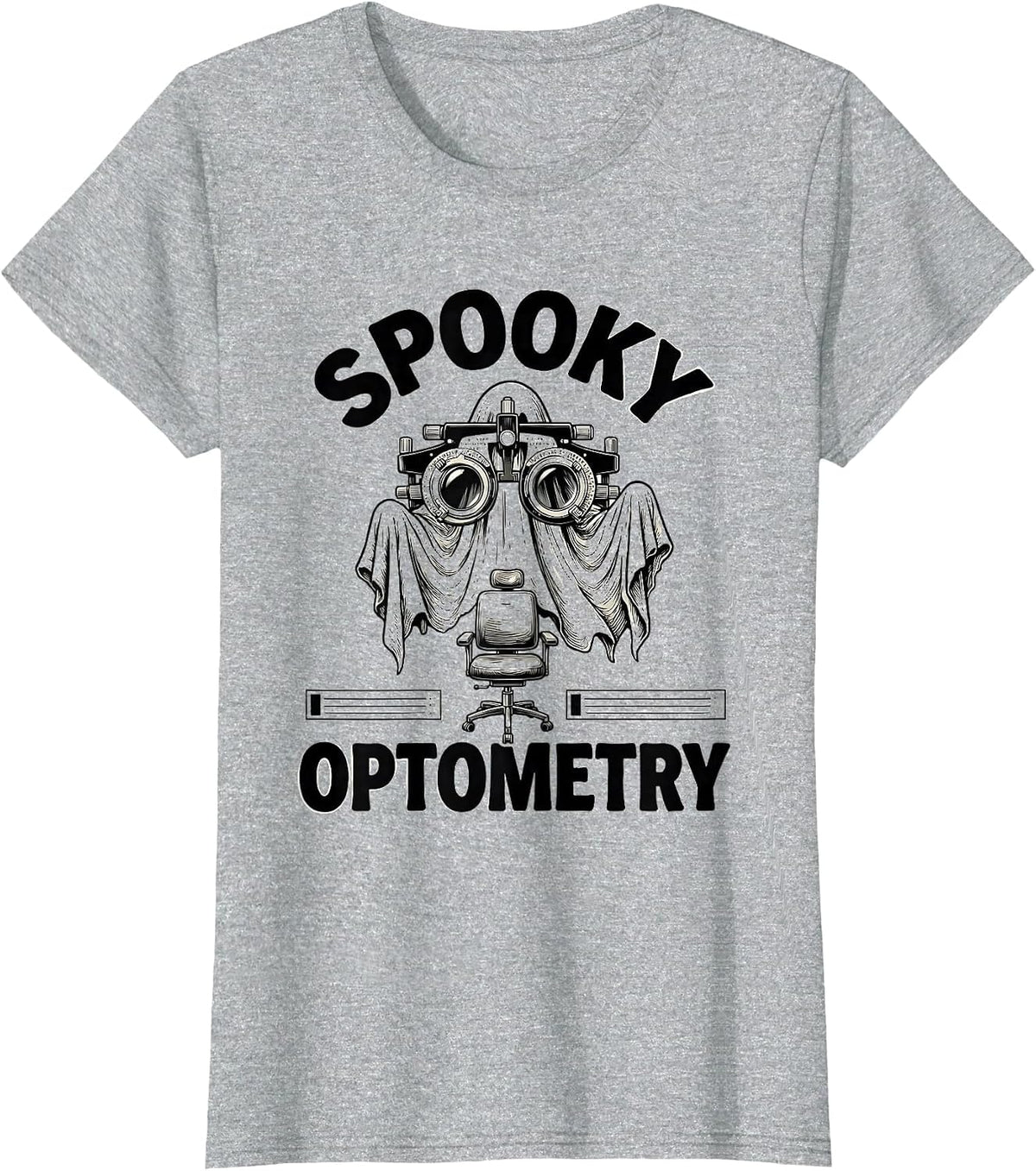 Women's Spooky Optometry Ghost Halloween Eye Doctor Optometrist T-Shirt - Heather Grey