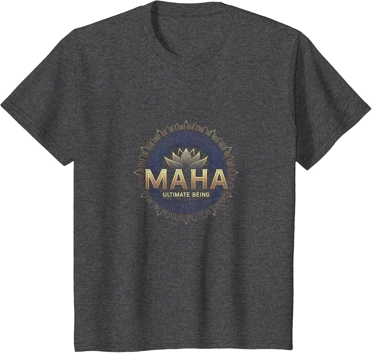 Maha Ultimate Being - Lotus Spiritual Enlightenment Art T-Shirt - Dark Heather Grey