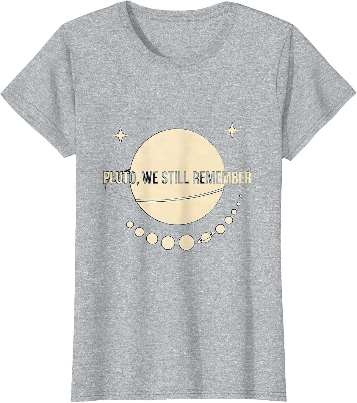 Pluto, We Still Remember Funny Pluto Planet Retro Astronomy T-Shirt - Heather Grey
