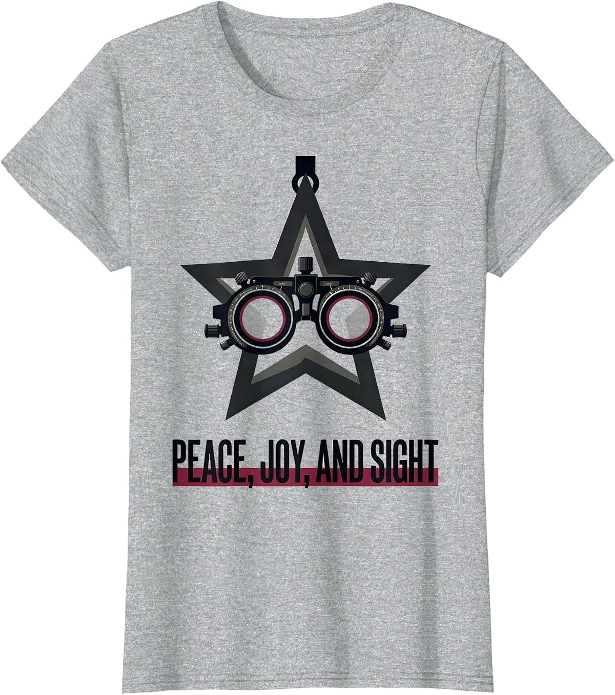 Peace Joy And Sight Optometrist Eye Doctor Christmas Humor T-Shirt - Heather Grey