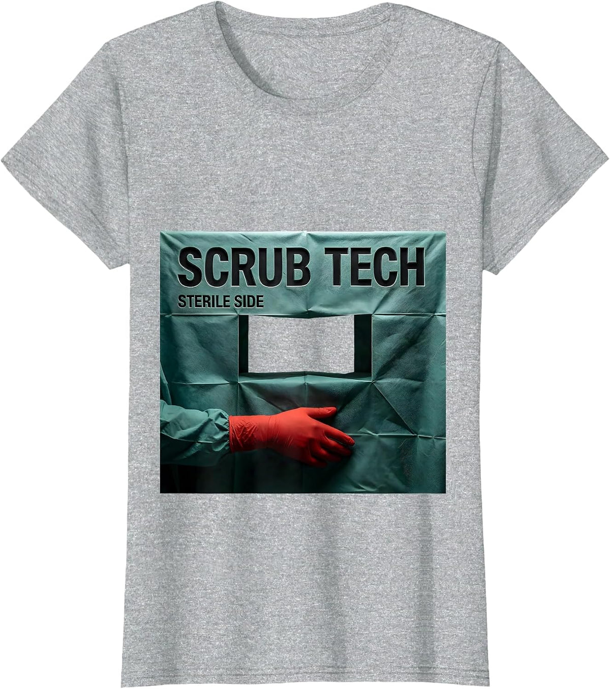 Scrub Tech Sterile Side Funny Surgical Tech Gift T-Shirt - Heather Grey