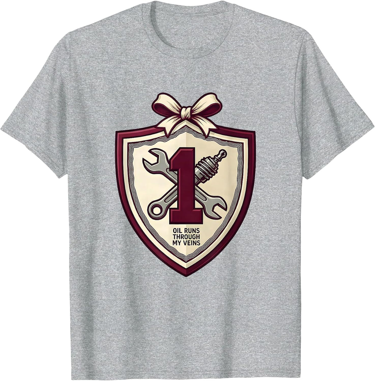 Men's Oil Runs Through My Veins Petroleum Design T-Shirt - Heather Grey