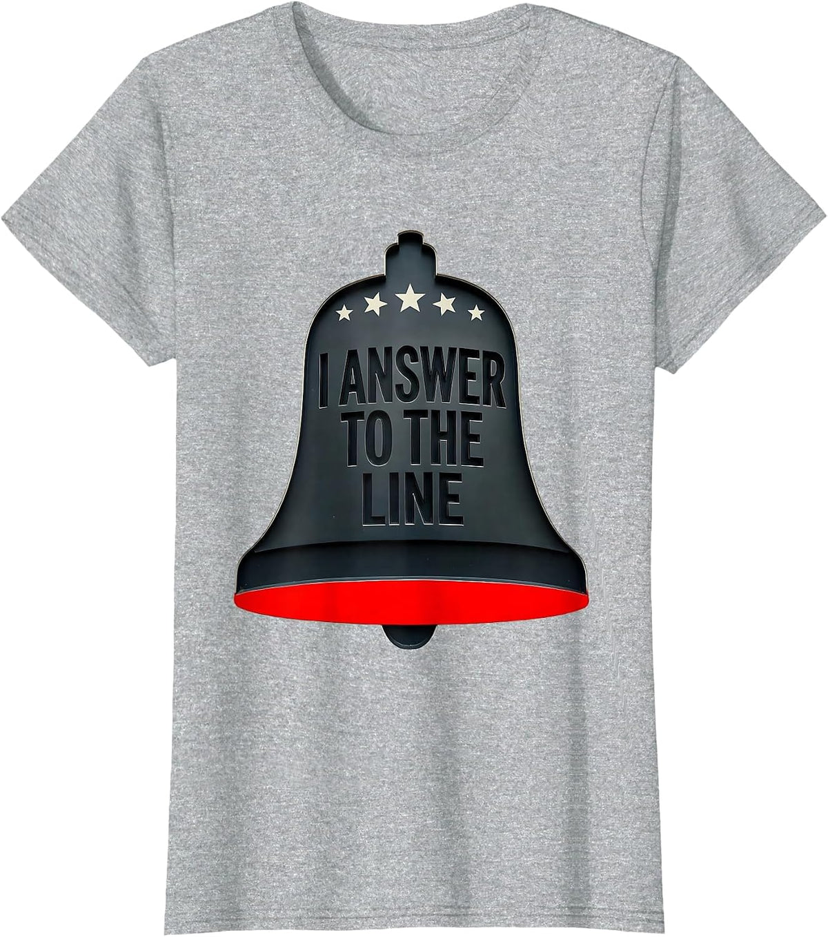 I Answer To The Line Patriotic Firefighter Humor Thin Red T-Shirt - Heather Grey