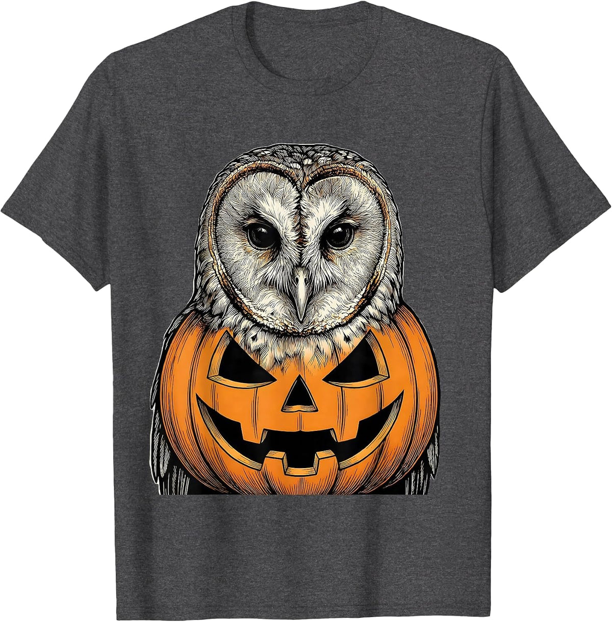Barn Owl Pumpkin Costume Funny Bird Lover Halloween T-Shirt - Dark Heather Grey