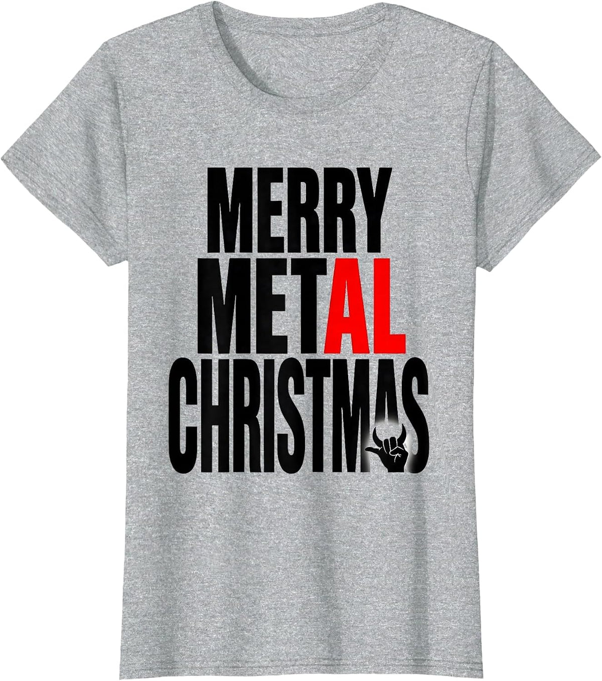 Merry Metal Christmas Funny Rock Guitarist Heavy Metal Humor T-Shirt - Heather Grey