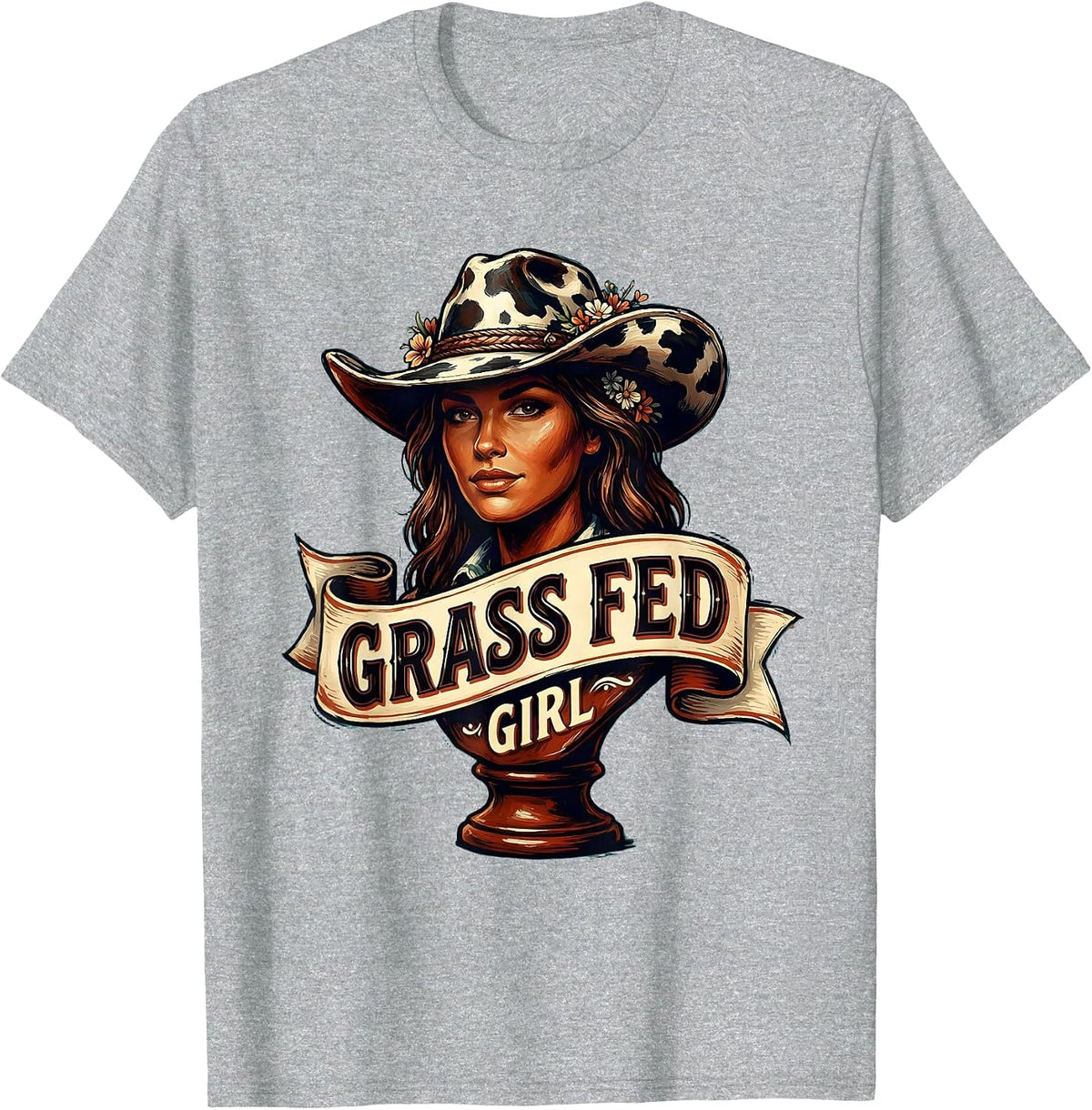 Men's Grass Fed Girl Funny Cow Lover Design T-Shirt - Heather Grey