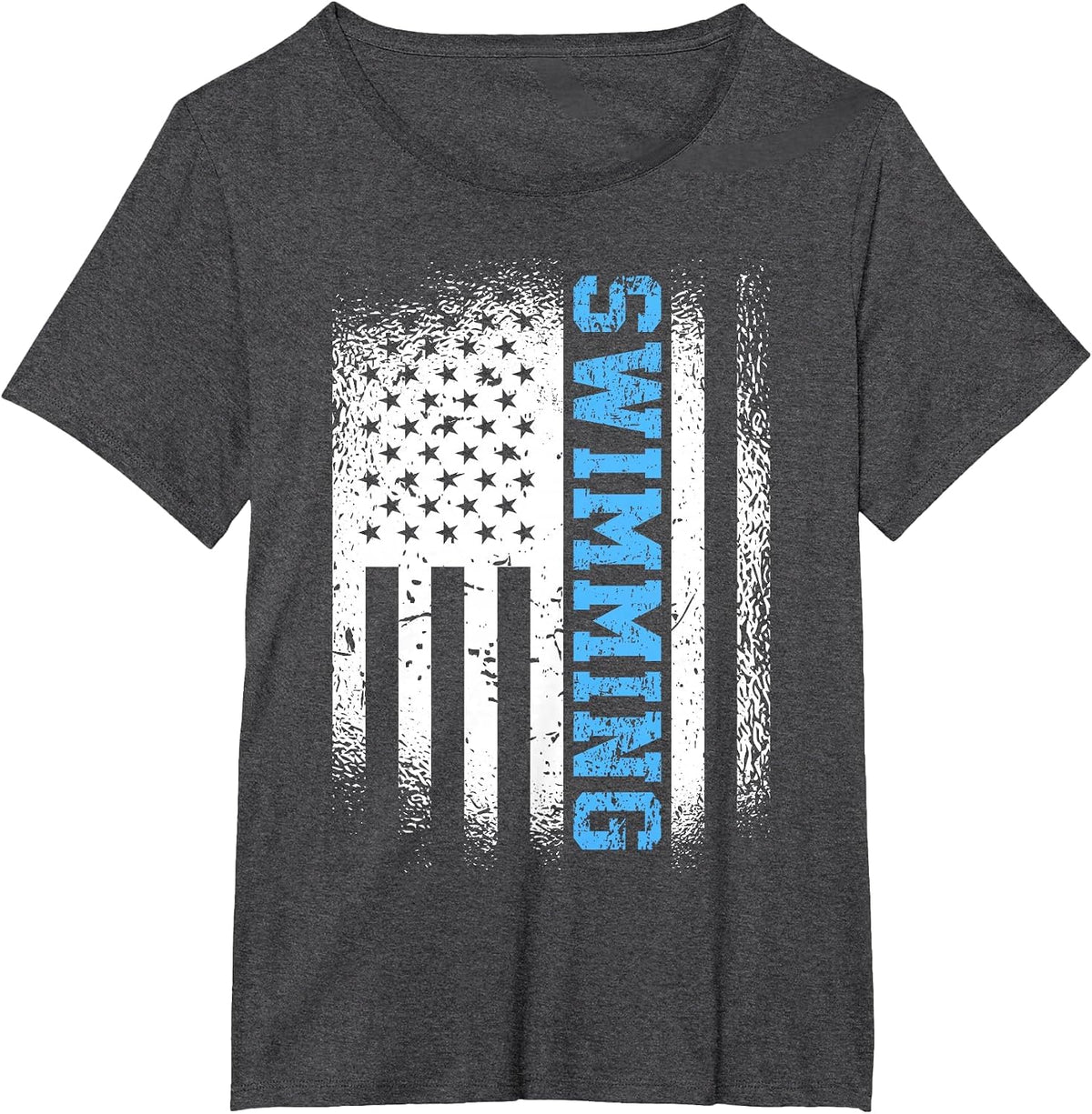 USA Flag Swimming Swim American Swimmer T-Shirt - Dark Heather Grey