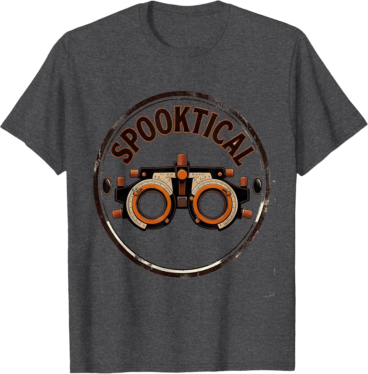 Men's Spooktical Halloween Optometrist Eye Doctor Humor T-Shirt - Dark Heather Grey
