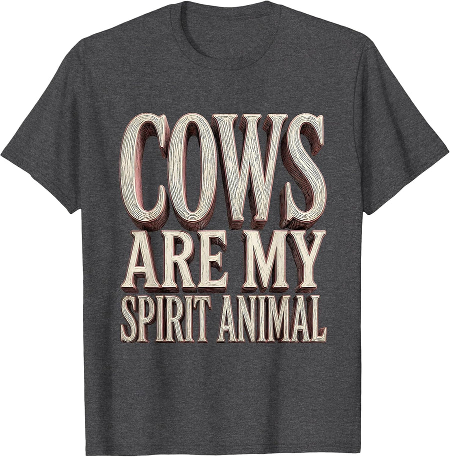 Men's Cows Are My Spirit Animal Cow Lover Design T-Shirt - Dark Heather Grey