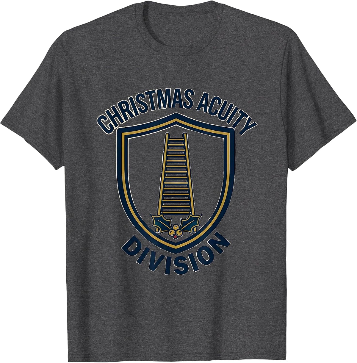 Men's Christmas Acuity Division Emblem Optometrist Eye Doctor T-Shirt - Dark Heather Grey