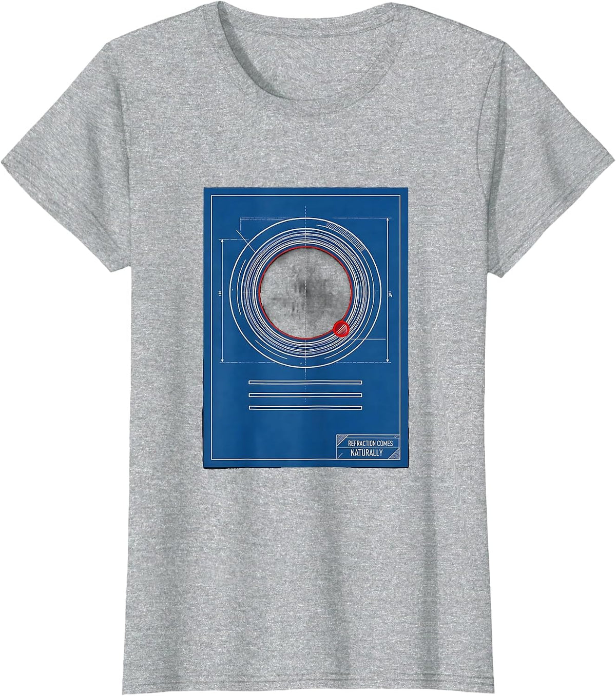 Refraction Comes Naturally Technical Blueprint Optometry T-Shirt - Heather Grey