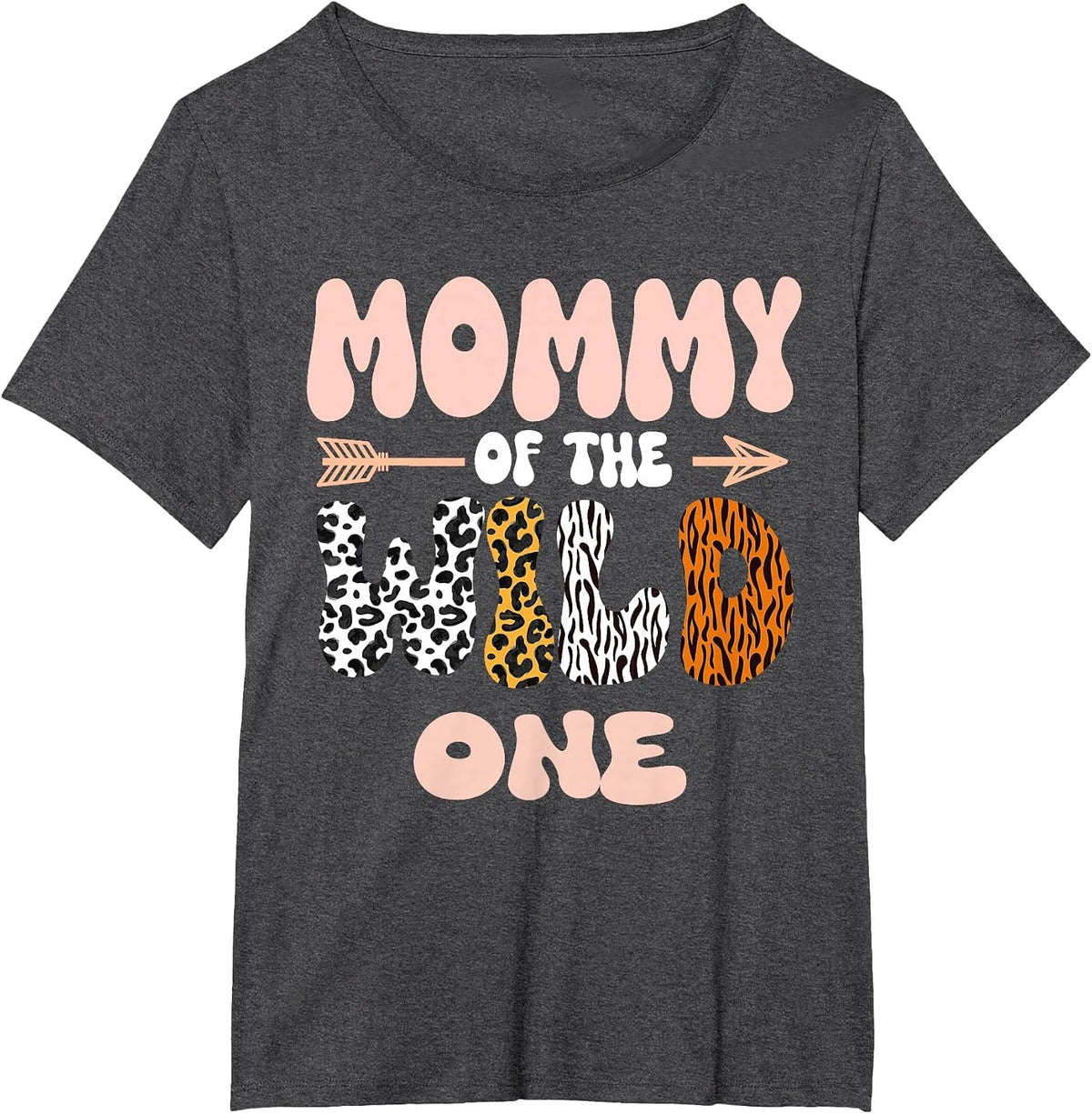 Mommy of The Wild One Birthday Girl Family Party Decor Meme T-Shirt - Dark Heather Grey