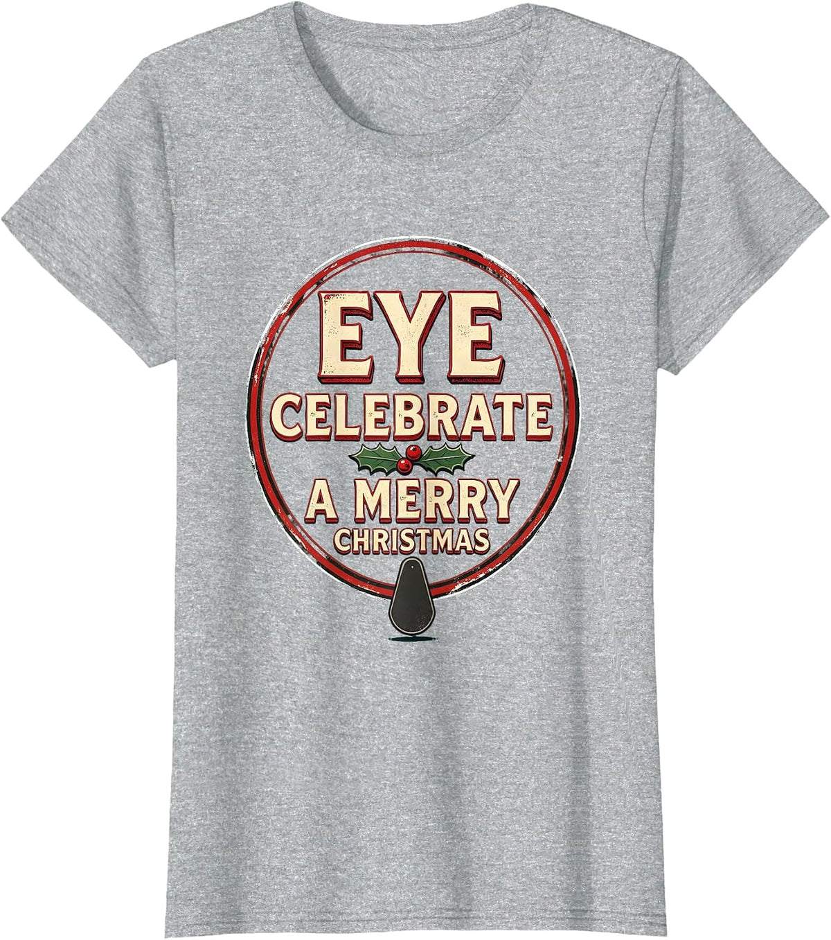 Eye Celebrate A Merry Christmas Vintage Optometrist Eye T-Shirt - Heather Grey