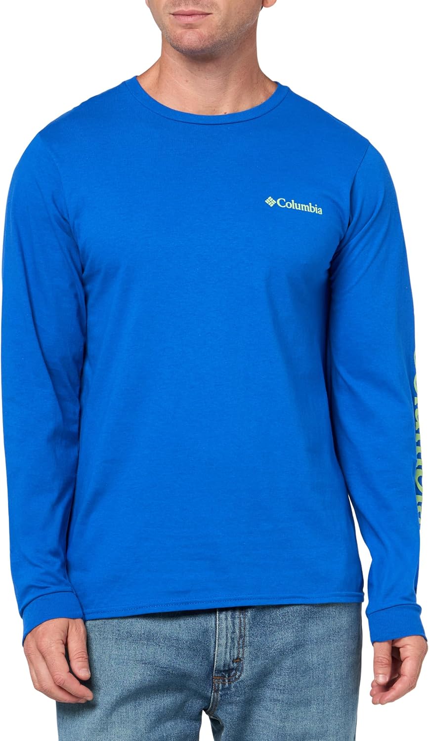 Columbia Men's Long Sleeve Tee Shirt Outdoors Fishing Camping Hiking - Vivid Blue