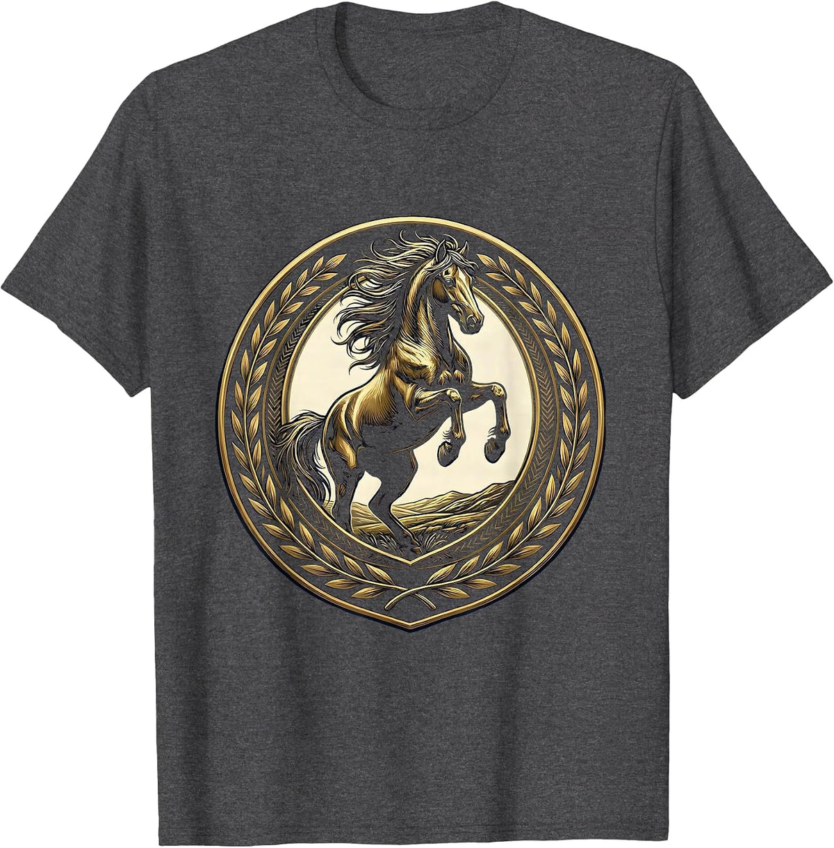Dominant Stallion Rearing Up on Hilltop T-Shirt - Dark Heather Grey