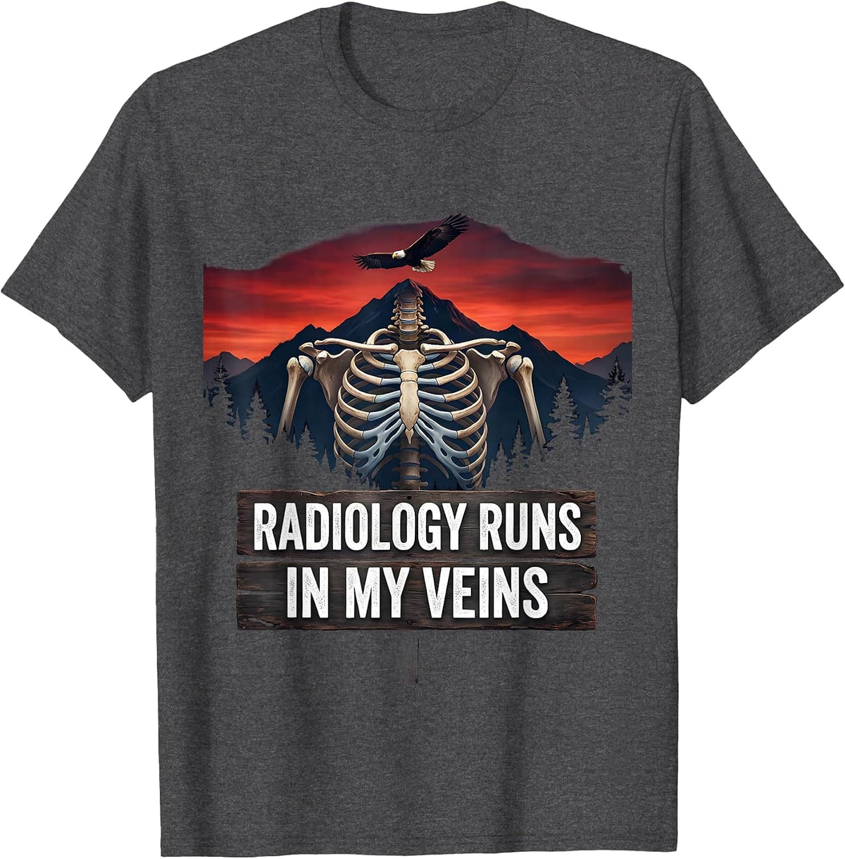 Men's Radiology Runs In My Veins X-Ray Design T-Shirt - Dark Heather Grey
