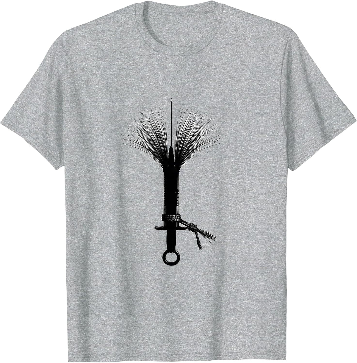 Men's Dental Syringe Witch Broom Minimalist Halloween Dentist T-Shirt - Heather Grey